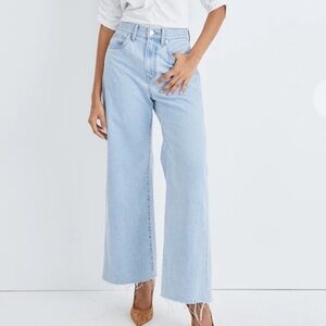 Veronica Beard Light Blue Cropped Wide-Leg Jeans
